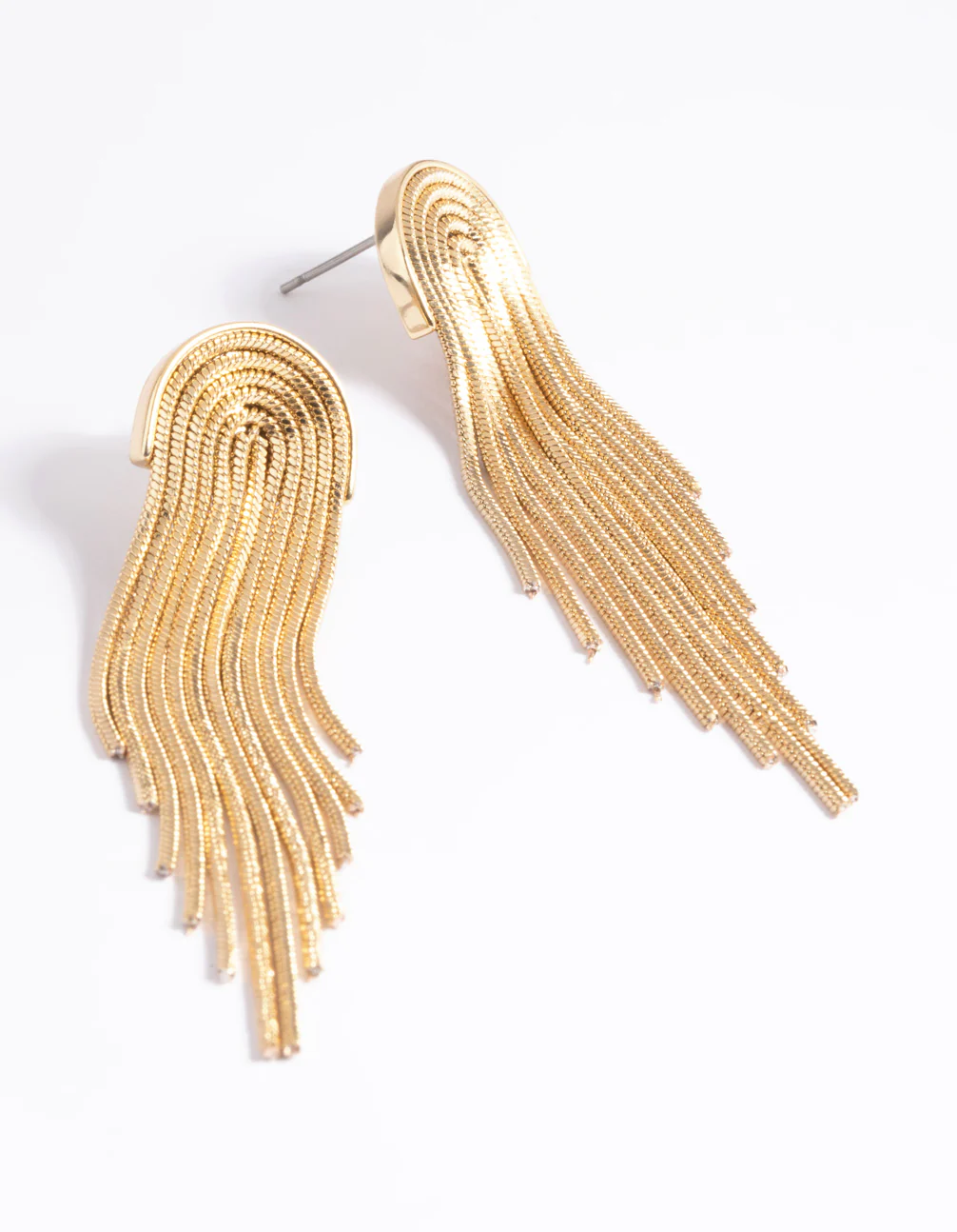 Gold Plated Brass Box Chain Drop Earrings - Image 4