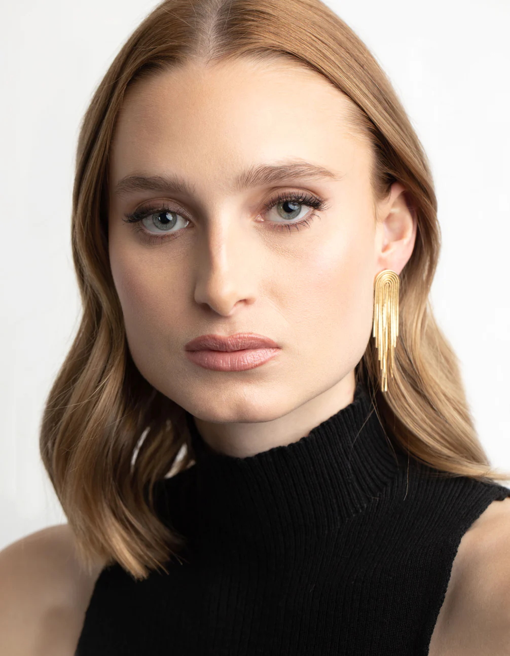 Gold Plated Brass Box Chain Drop Earrings - Image 5