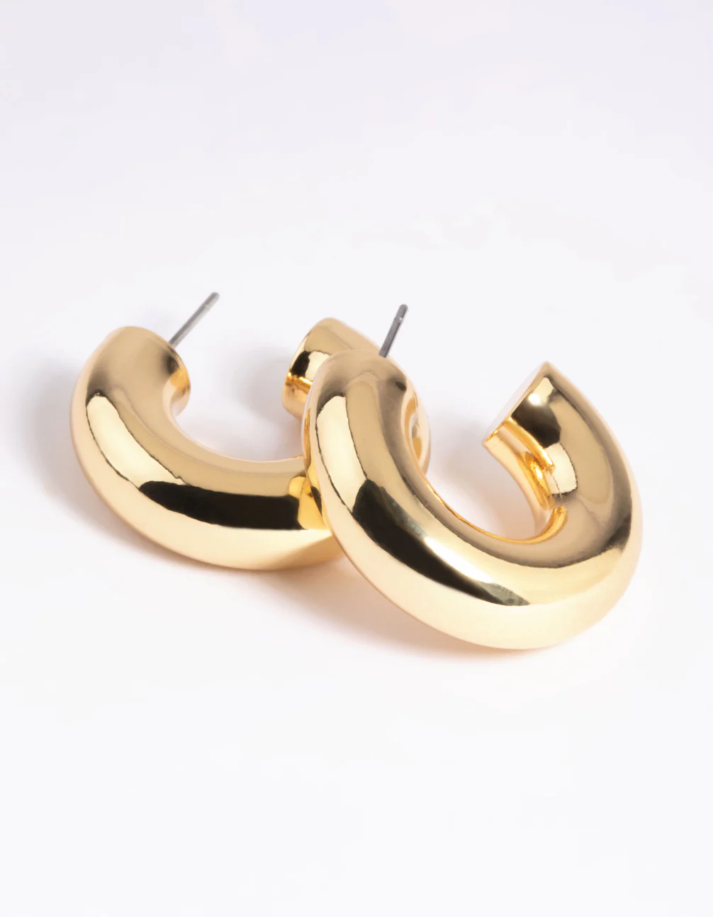 Gold Plated Brass Chubby Hoop Earrings - Image 4
