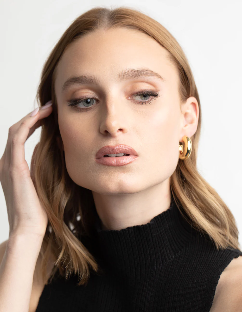 Gold Plated Brass Chubby Hoop Earrings - Image 5