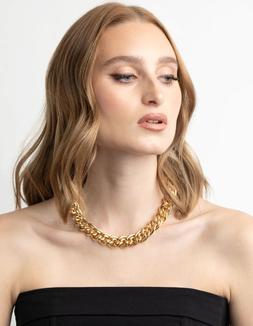Gold Plated Brass Chunky Link Chain Necklace - Image 5