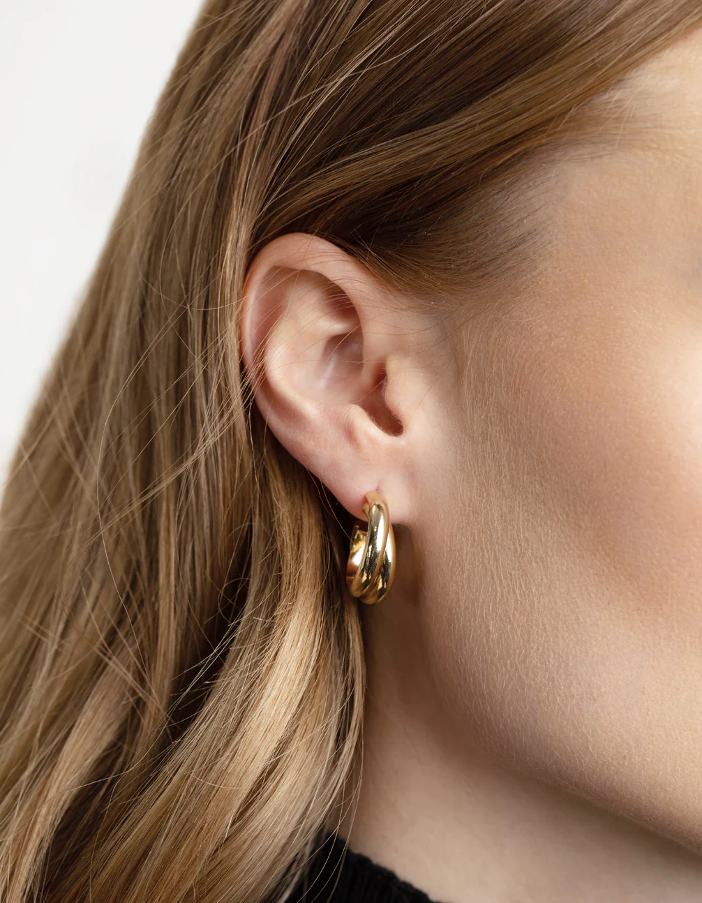 Gold Plated Twisted Hoop Earrings - Image 2