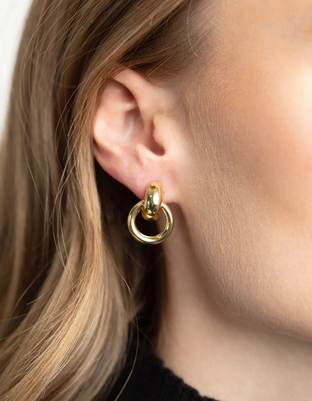 Gold Plated Door Knocker Drop Earrings - Image 2