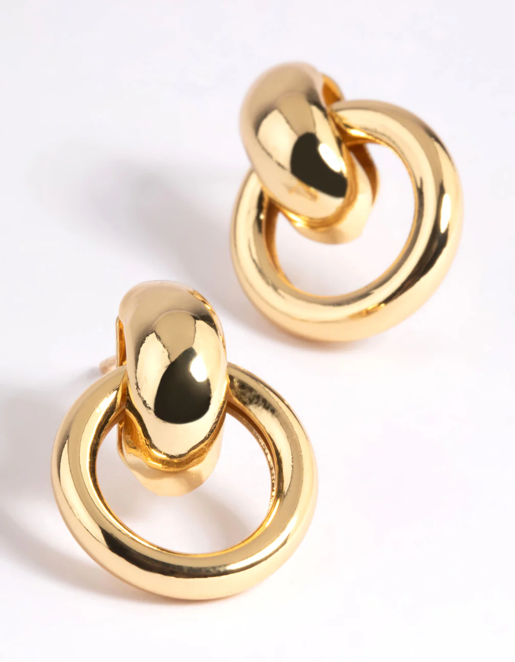 Gold Plated Door Knocker Drop Earrings - Image 3