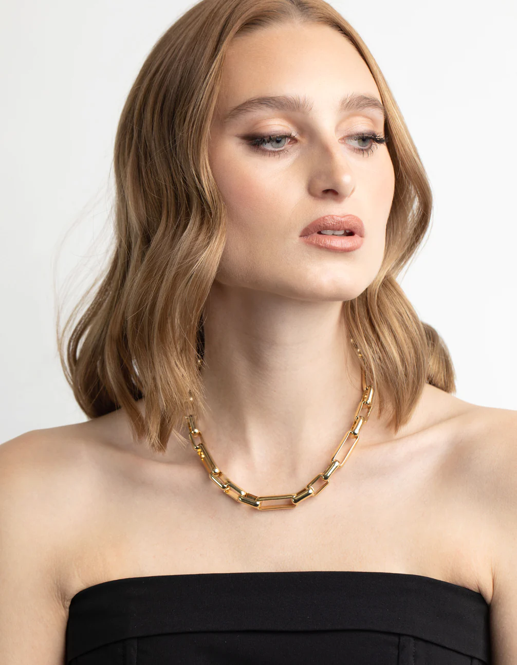 Gold Plated Rectangle Layered Necklace - Image 5