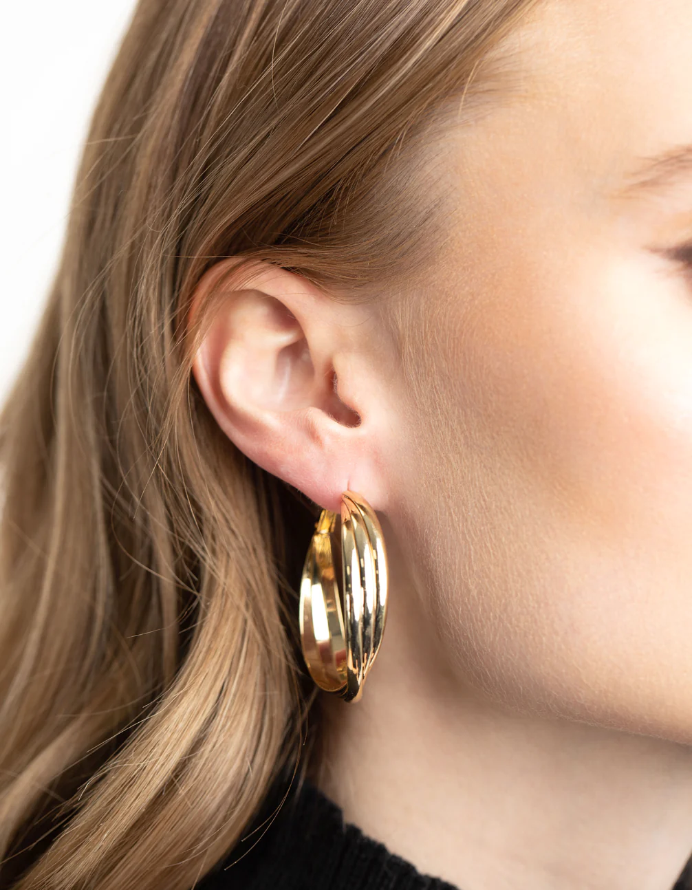 Gold Plated Twisted Hoop Earrings - Image 2