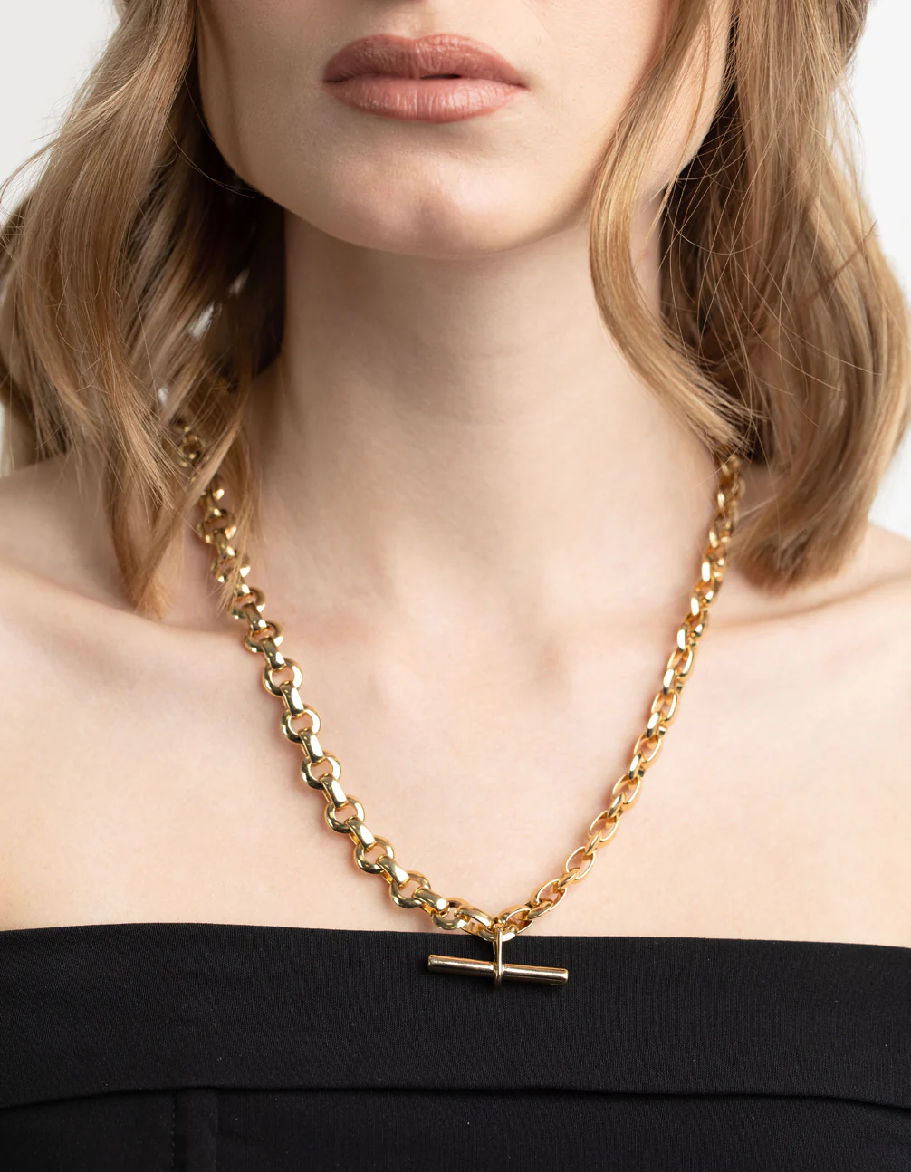 Gold Plated Fob Layered Necklace - Image 2