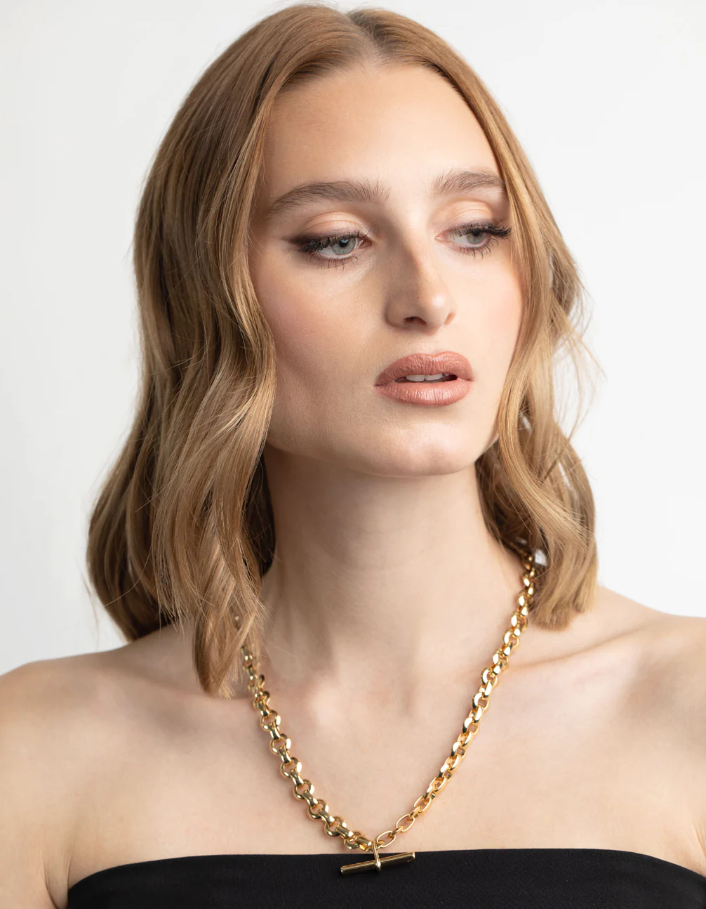 Gold Plated Fob Layered Necklace - Image 5