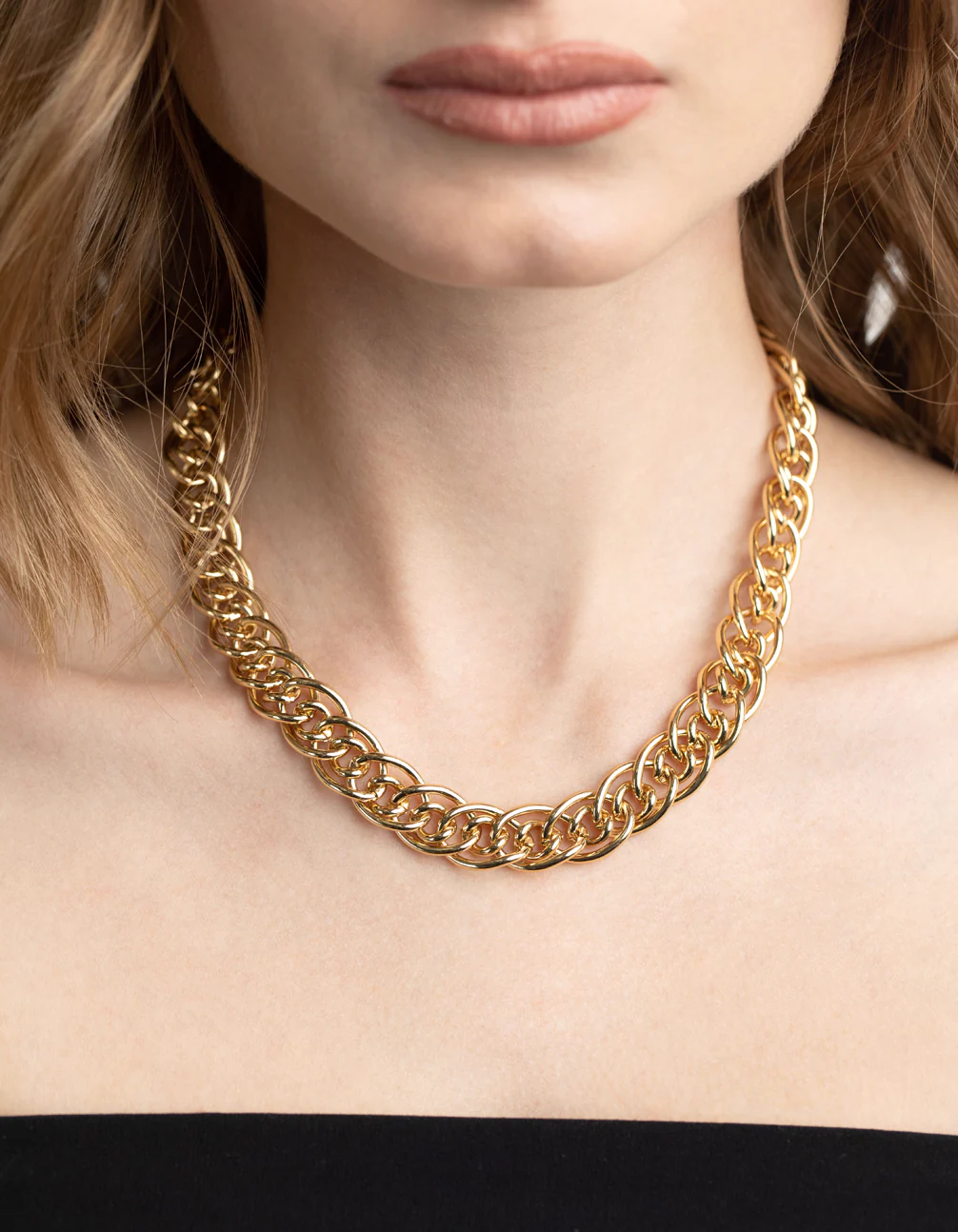 Gold Plated Oval Link Chain Necklace - Image 2