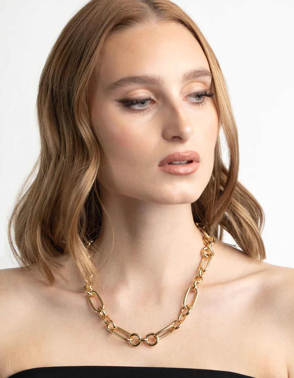 Gold Plated Rectangle Link Necklace - Image 5