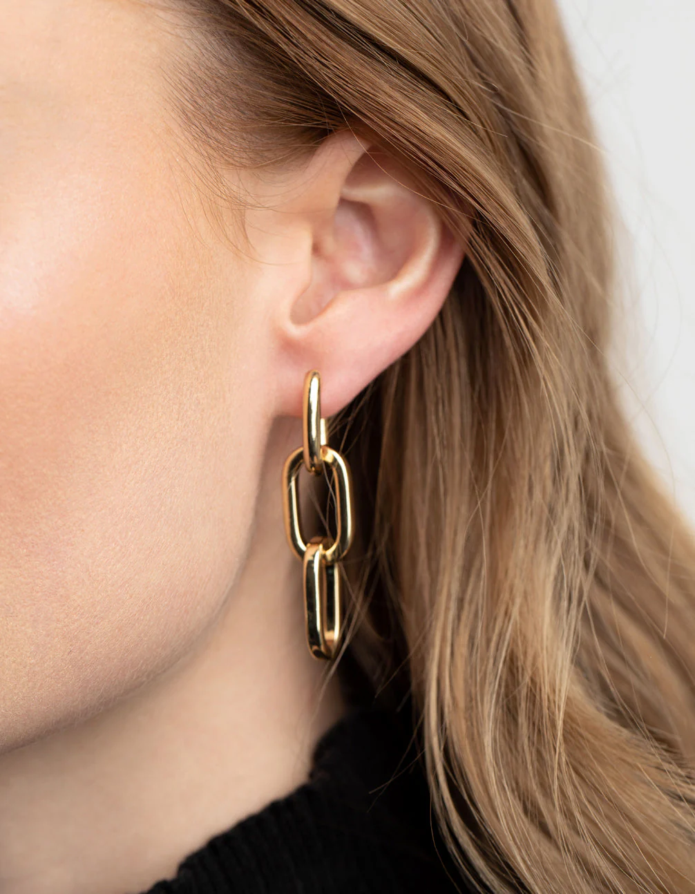 Gold Plated Rectangle Drop Earrings - Image 2