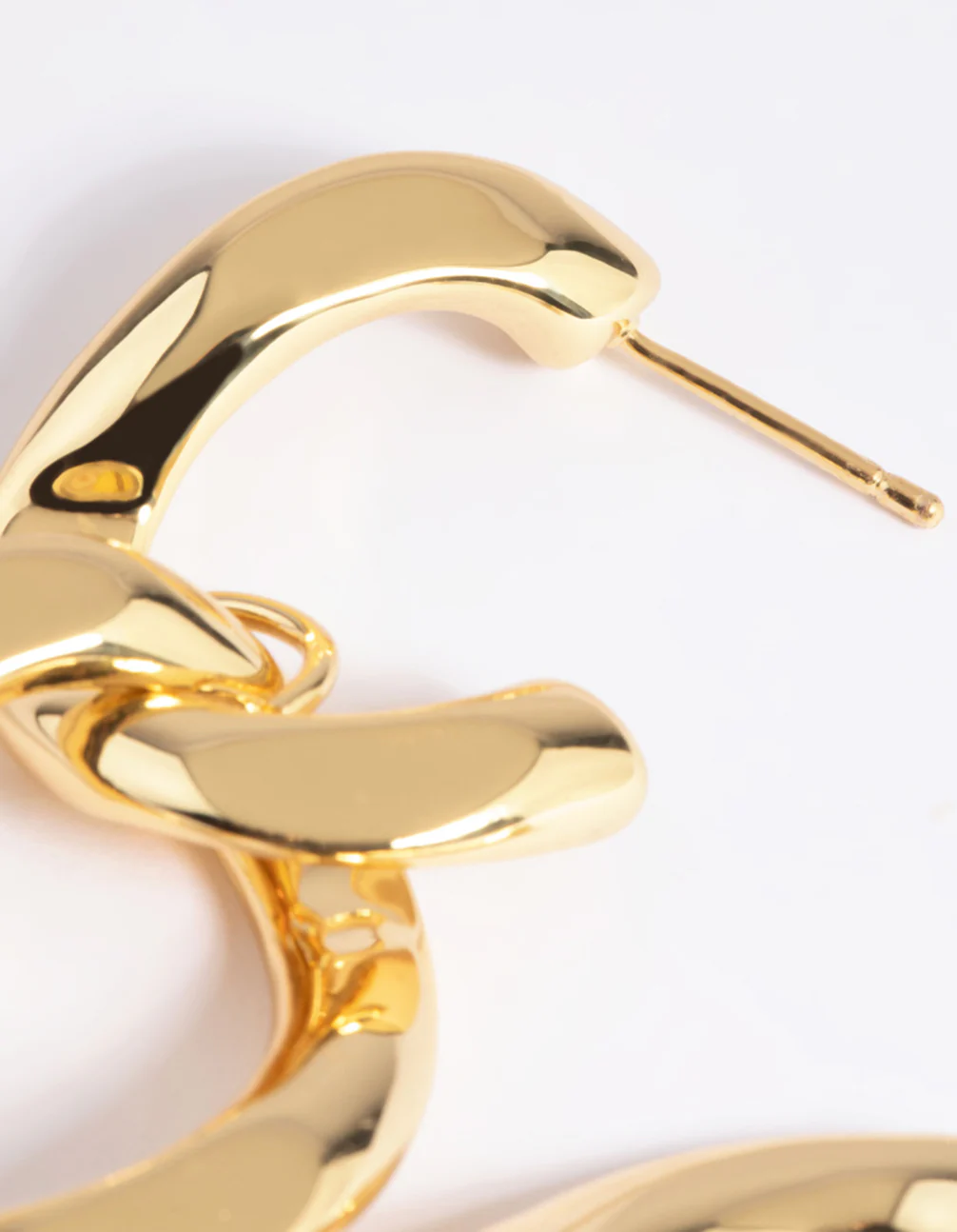 Gold Plated Curb Chain Drop Earrings - Image 3