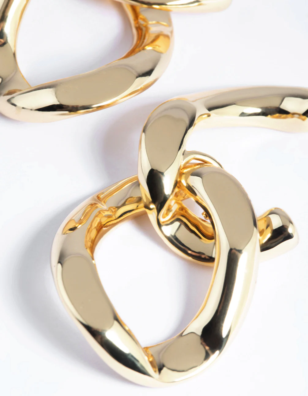 Gold Plated Curb Chain Drop Earrings - Image 4