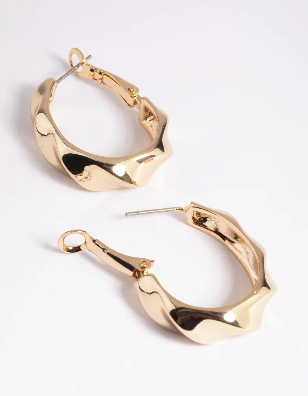 Gold Plated Twisted Hoop Earrings - Image 3