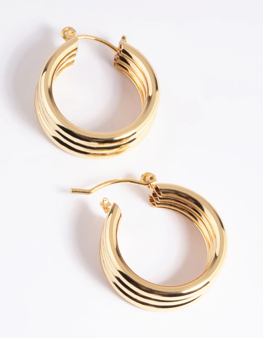 Gold Plated Vertical Lines Hoop Earrings - Image 4