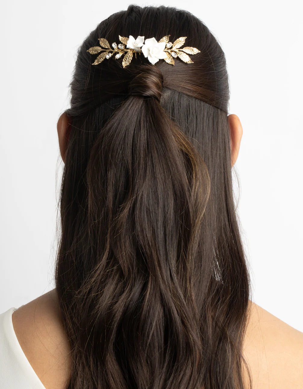 Gold Diamante Floral Comb - Image 2