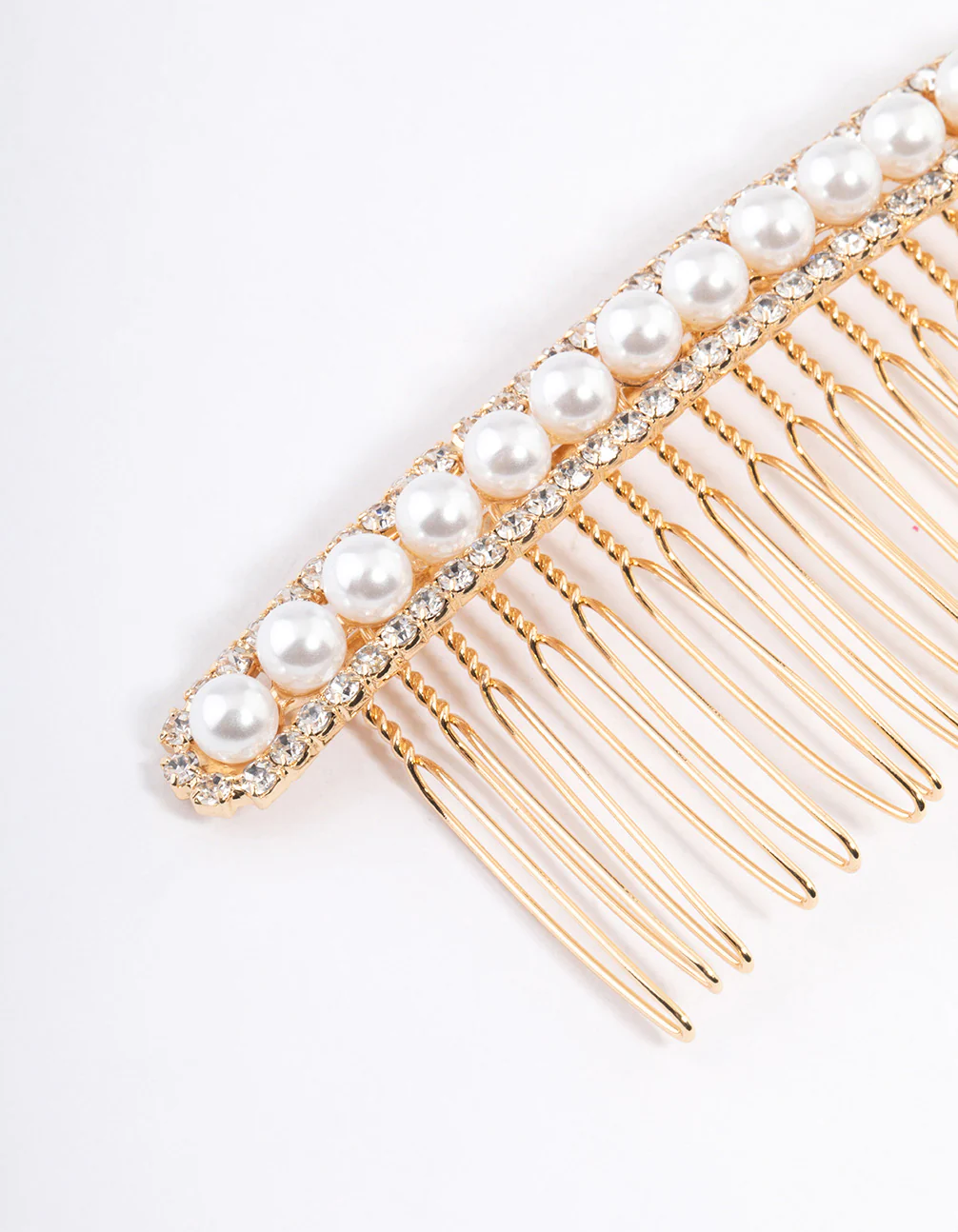 Gold Diamante & Pearl Stripe Comb - Image 2