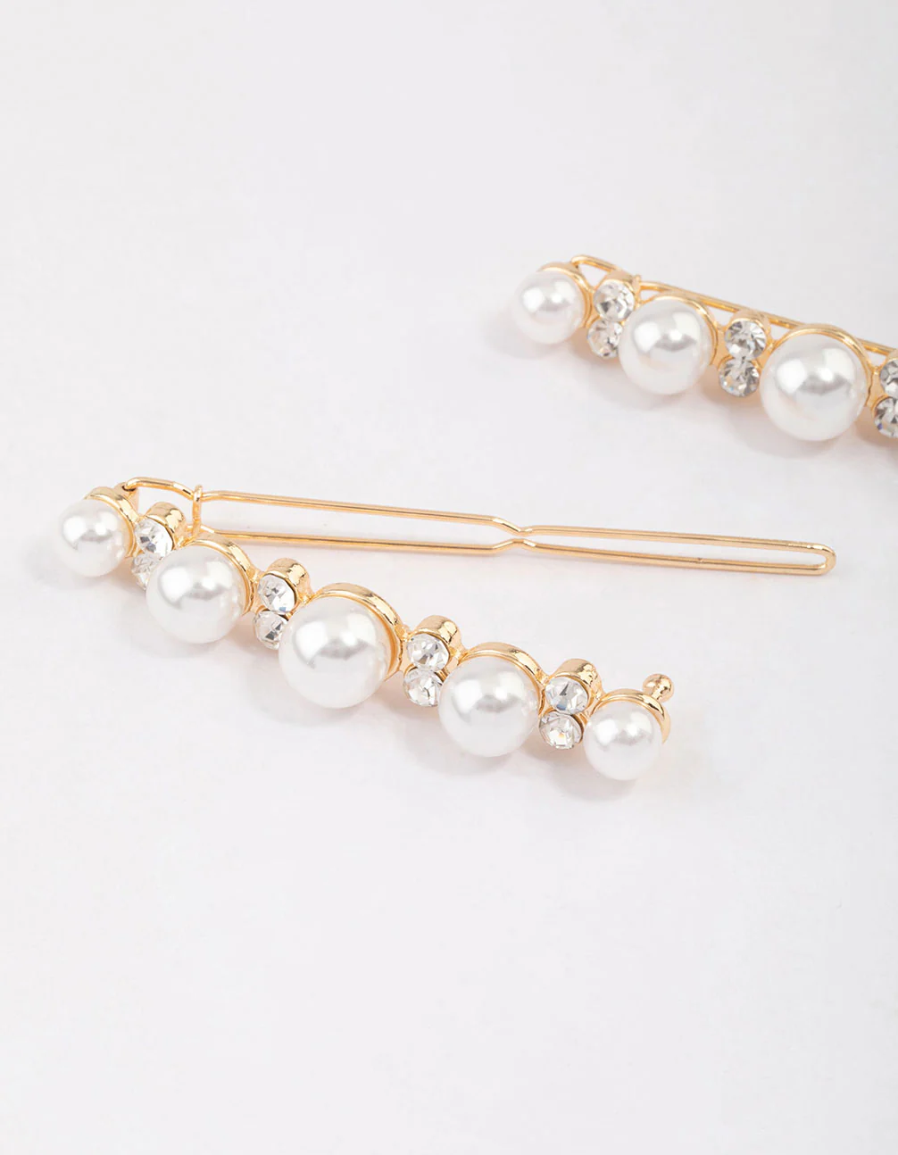 Gold Pearl & Diamante Hair Slide Pack - Image 2