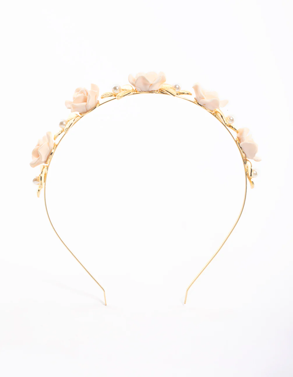 Gold Rose & Pearl Leaf Headband - Image 2