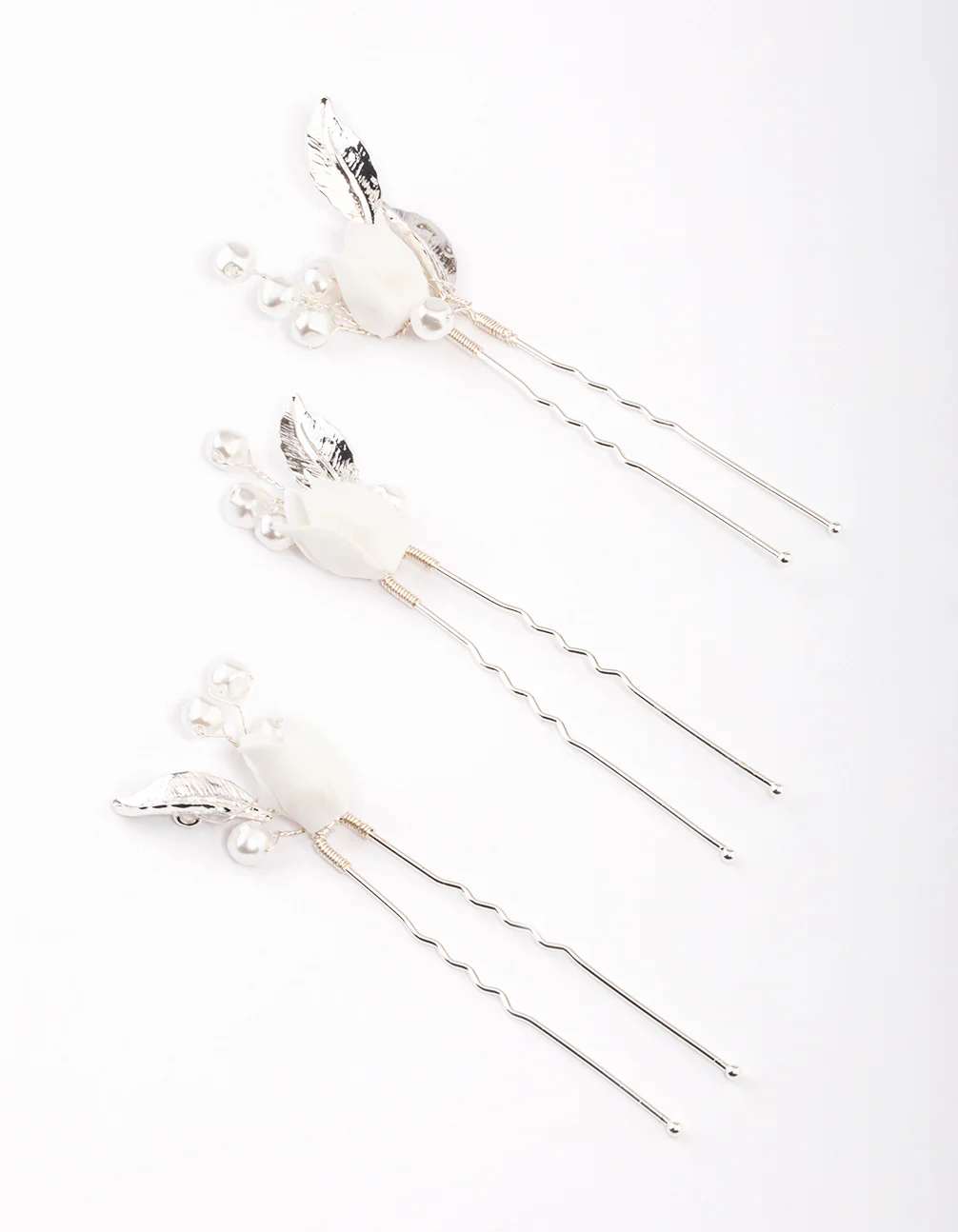 Silver Pearl Tulip Hair Pins Pack