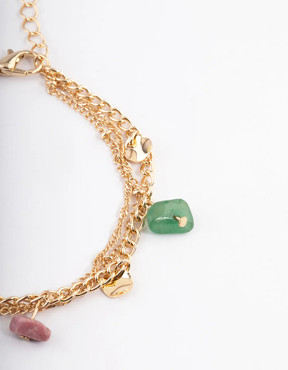 Gold Triple Row Semi Precious Bracelet - Image 2