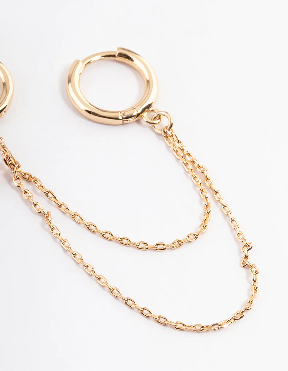 Gold Crystal Charm Chain Hoop Earrings - Image 3