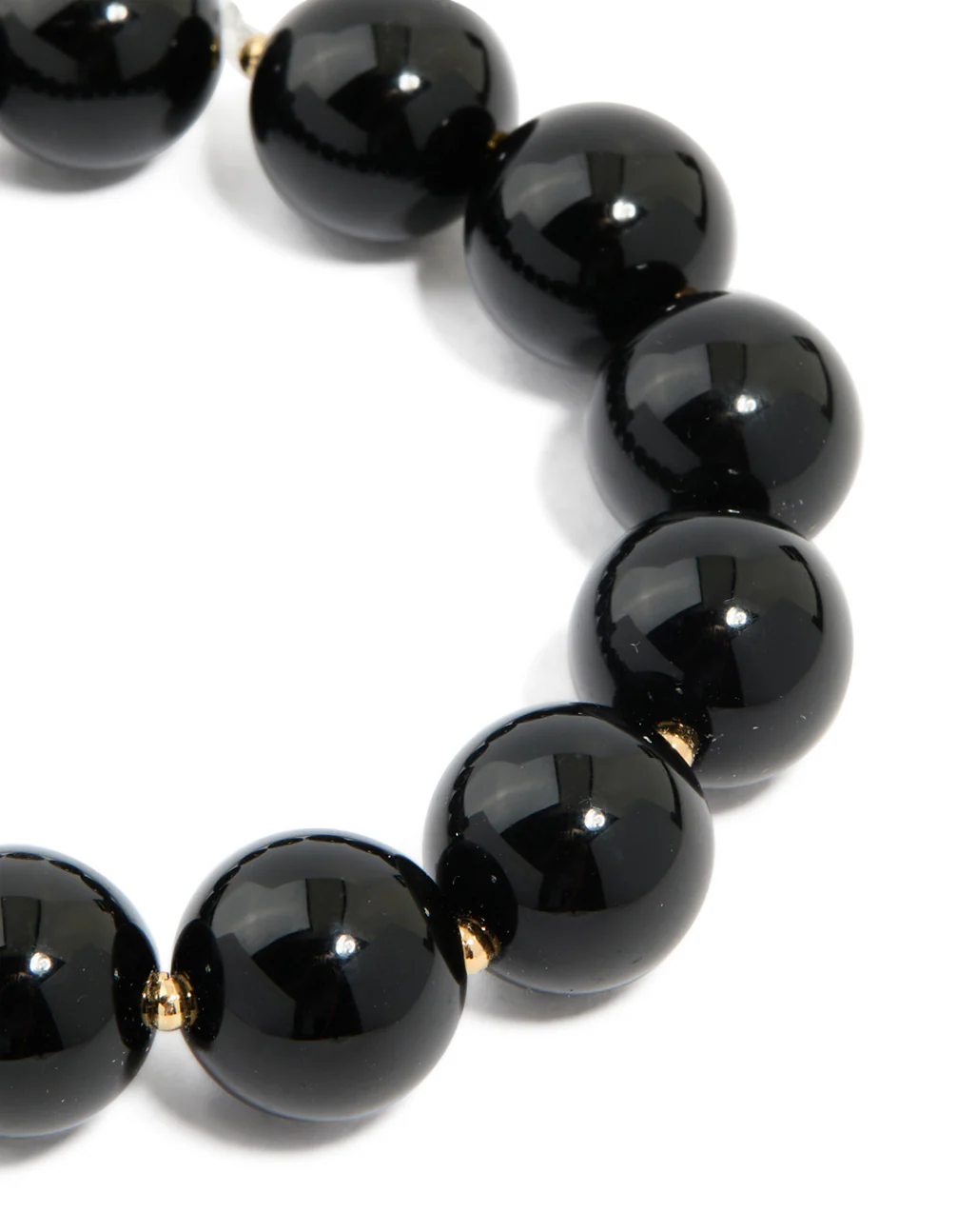 Black Acrylic Beaded Stretch Bracelet - Image 4
