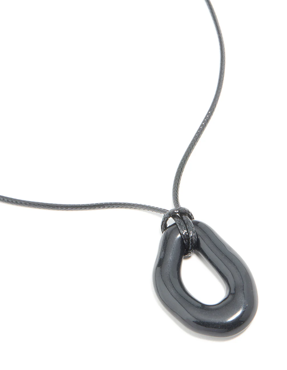 Black Acrylic Open Moltent Pendant Cord Necklace