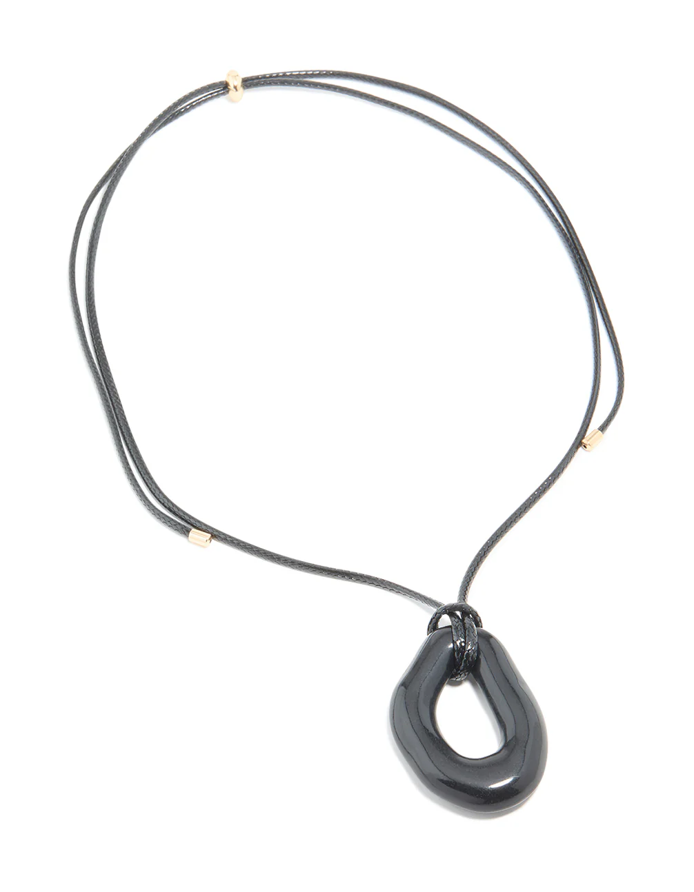 Black Acrylic Open Moltent Pendant Cord Necklace - Image 4