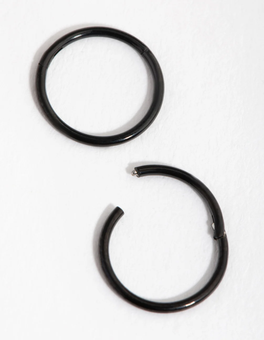 Black Coated Fine Sleeper Earrings 8MM - Image 2