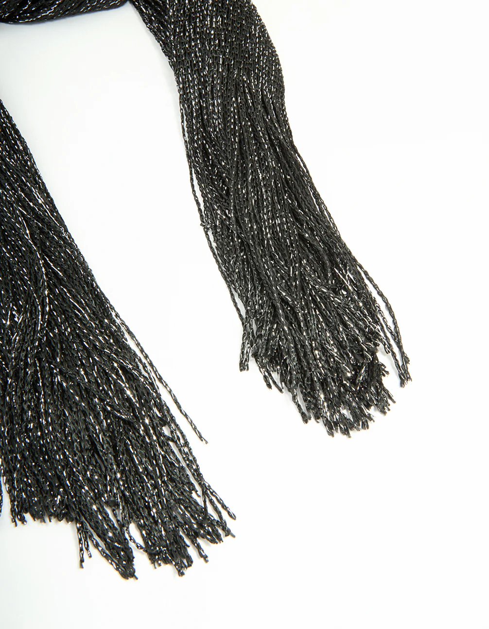 Black Glitter Fabric Draped Scarf - Image 3