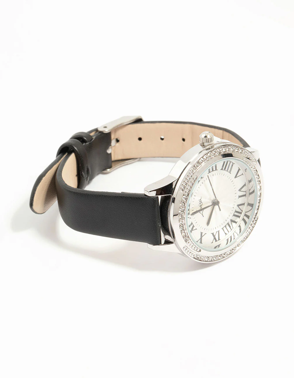 Black PU Leather Roman Numerals Analogue Watch - Image 3