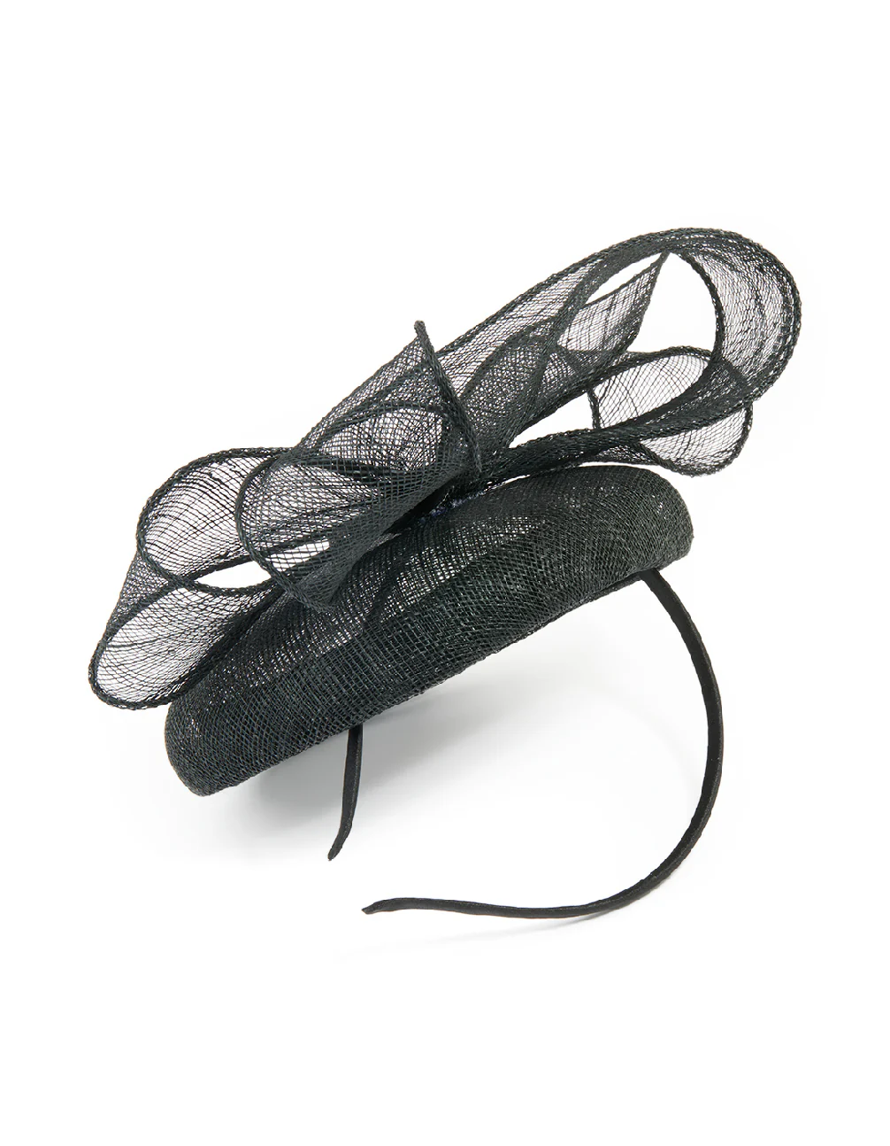 Black Sinamay Bow Pillbox Fascinator - Image 3