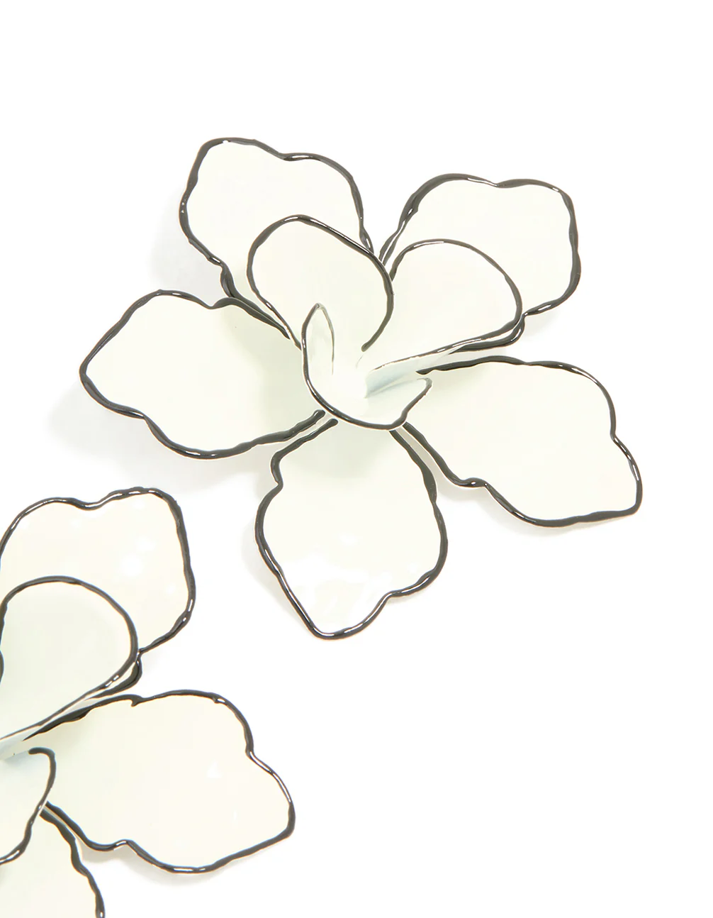Black & White Five Petal Flower Stud Earrings - Image 5