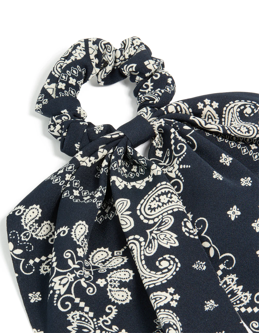 Black & White Paisley Printed Scarf Scrunchie - Image 2