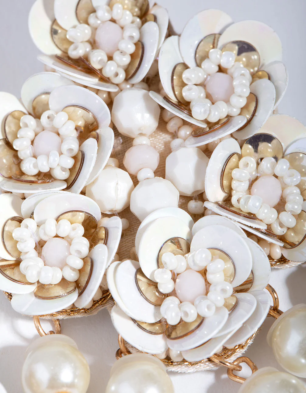 Plastic Bridal Sequin Pearl Drop Earrings - Image 3