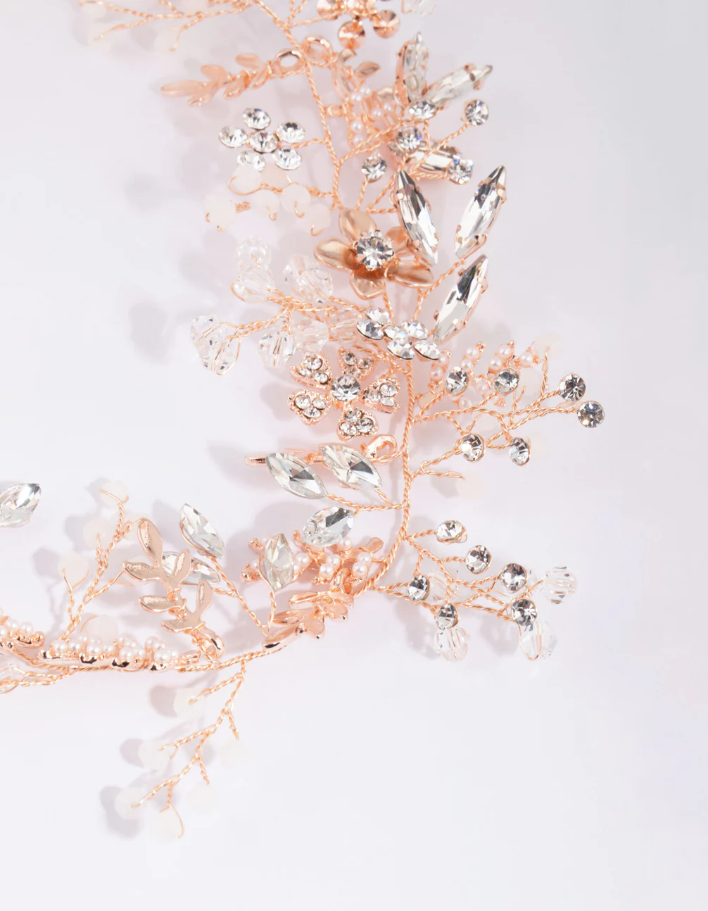 Rose Gold Diamante & Bead Wire Flower Necklace - Image 2
