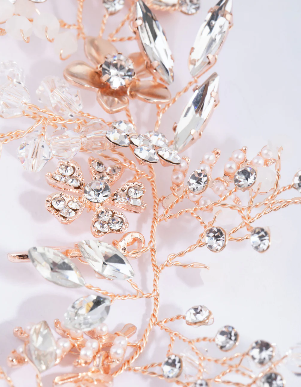 Rose Gold Diamante & Bead Wire Flower Necklace - Image 3