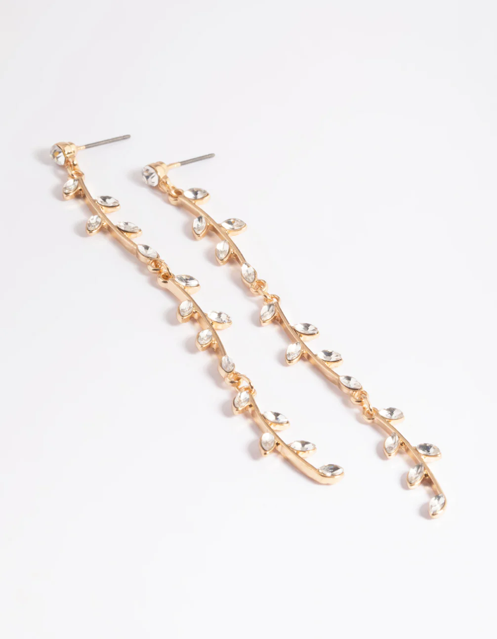 Gold Bendy Vine Drop Earrings - Image 3