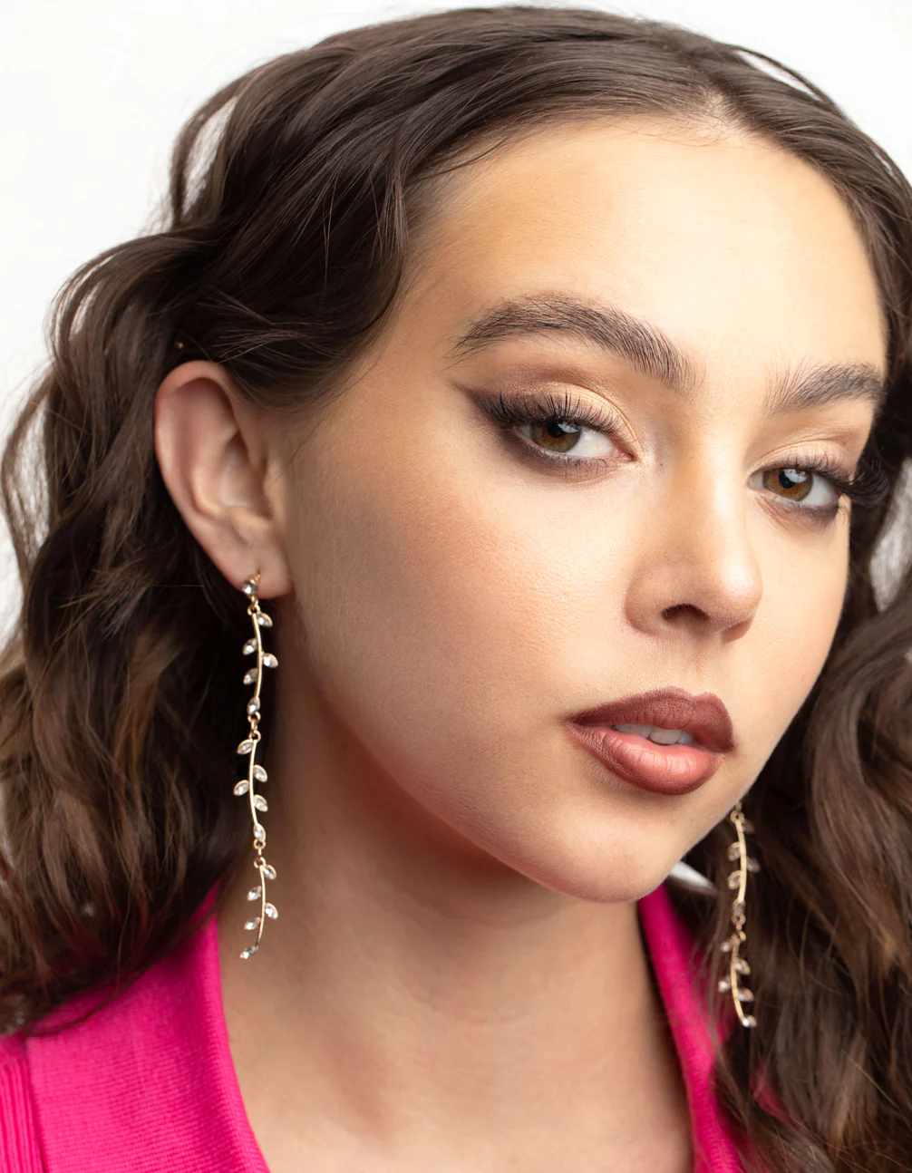 Gold Bendy Vine Drop Earrings - Image 5