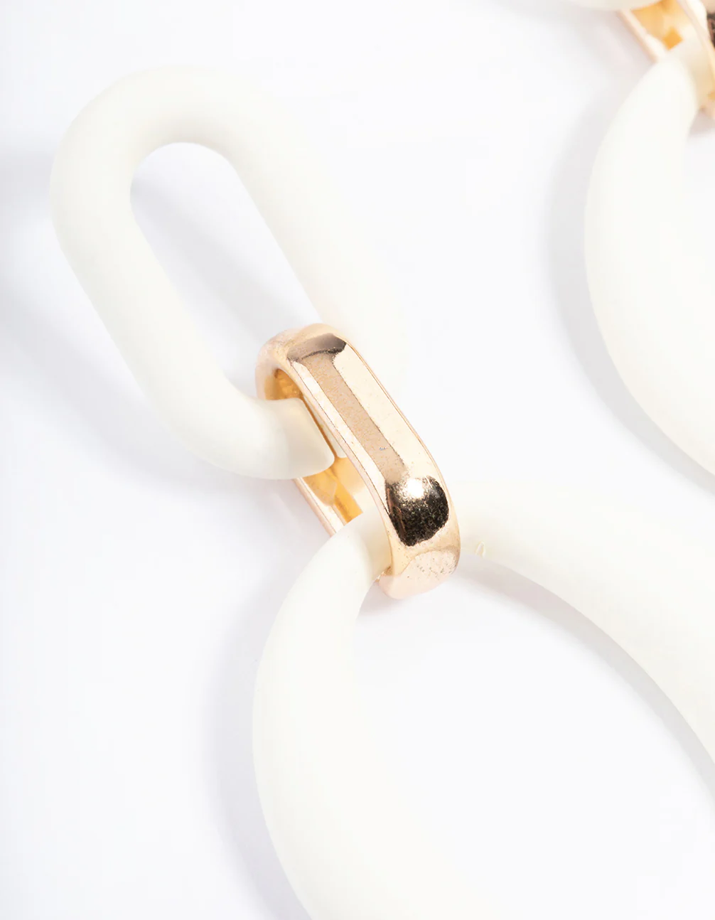 Gold Rubber Coated Link Drop Earrings - Image 2