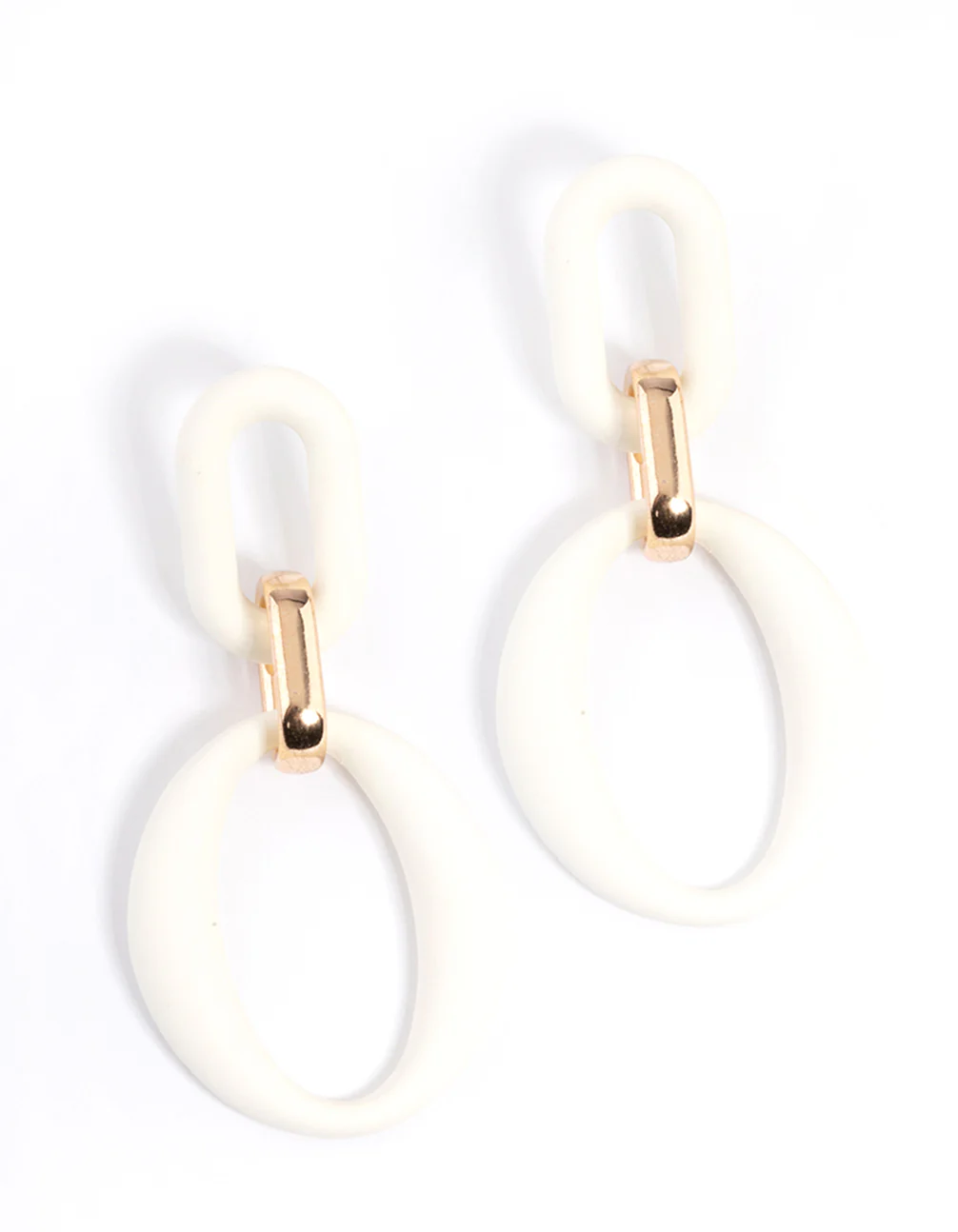Gold Rubber Coated Link Drop Earrings - Image 3
