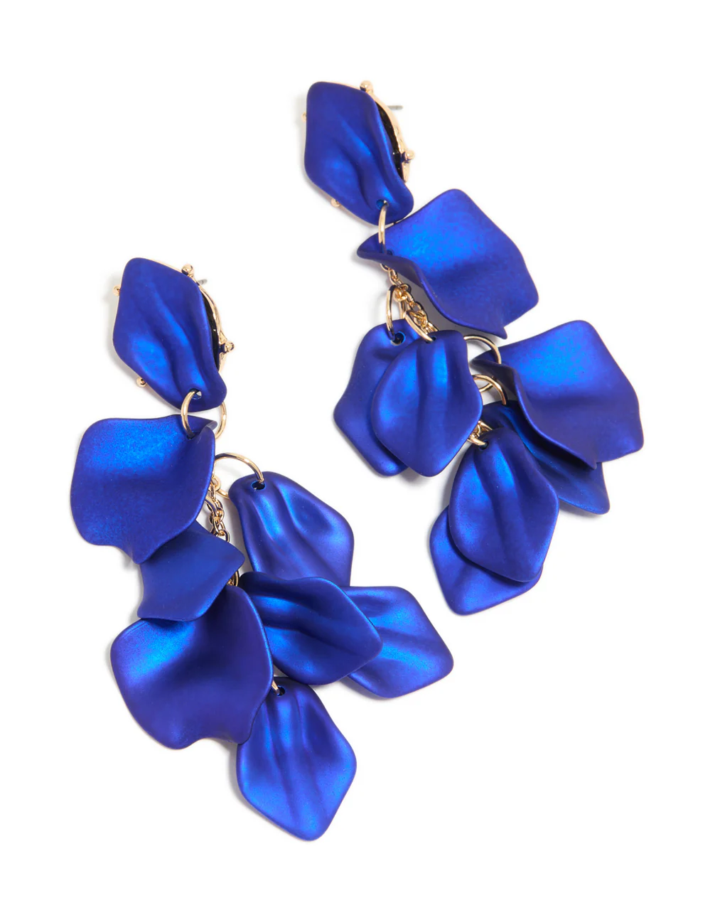 Blue Coated Petal Drop Earrings - Image 2