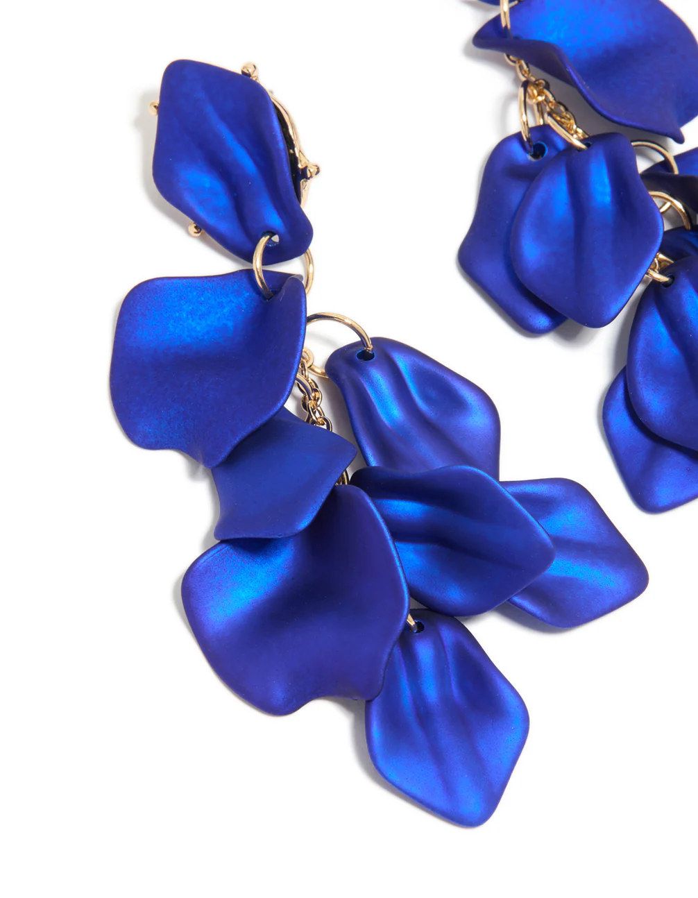 Blue Coated Petal Drop Earrings - Image 4
