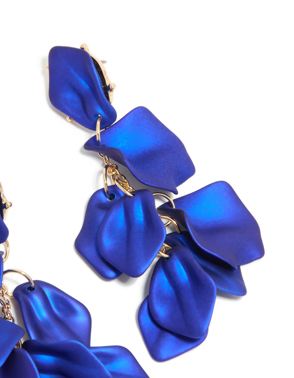 Blue Coated Petal Drop Earrings - Image 5