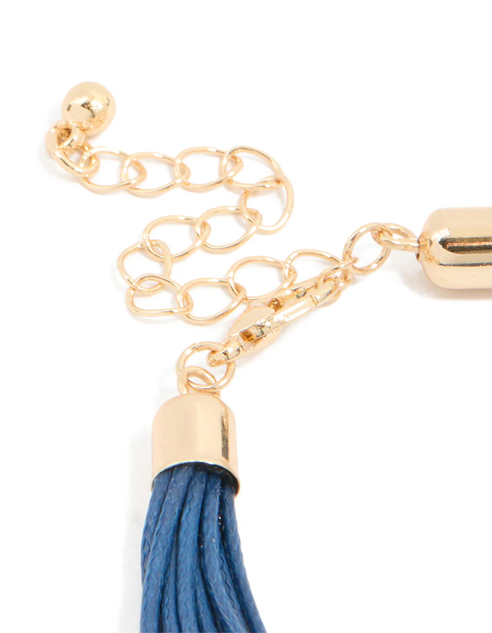 Blue Cord & Gold Beaded Layered Bracelet - Image 3