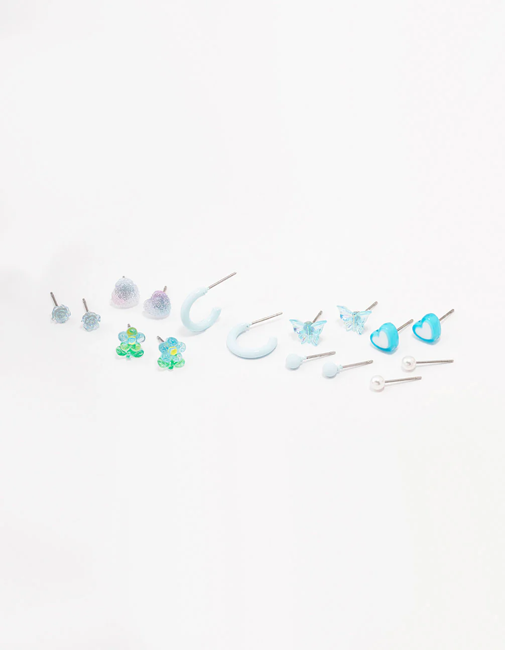 Blue Heart & Flower Earring 8-Pack