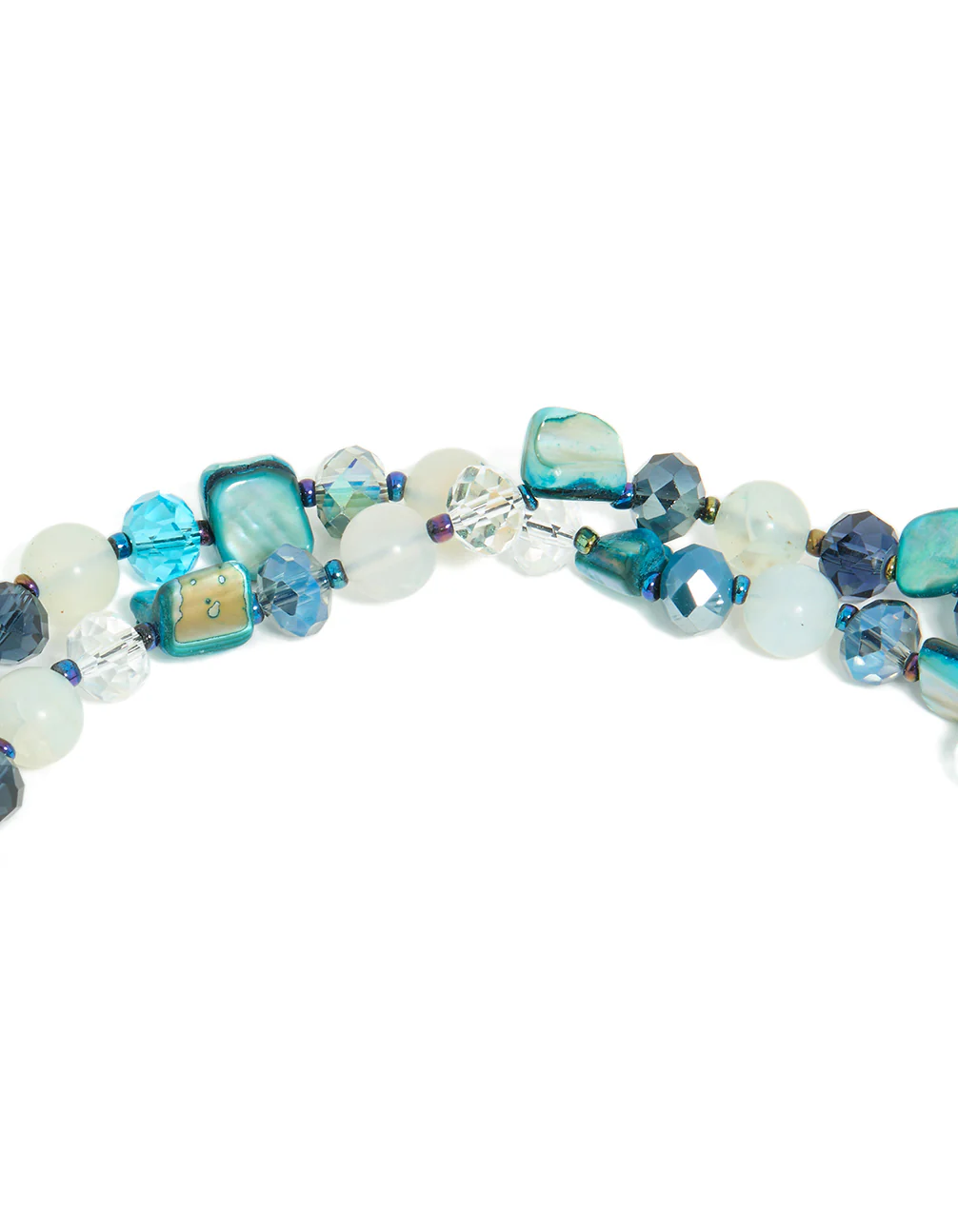 Blue Irregular Beaded Double Layered Necklace - Image 3