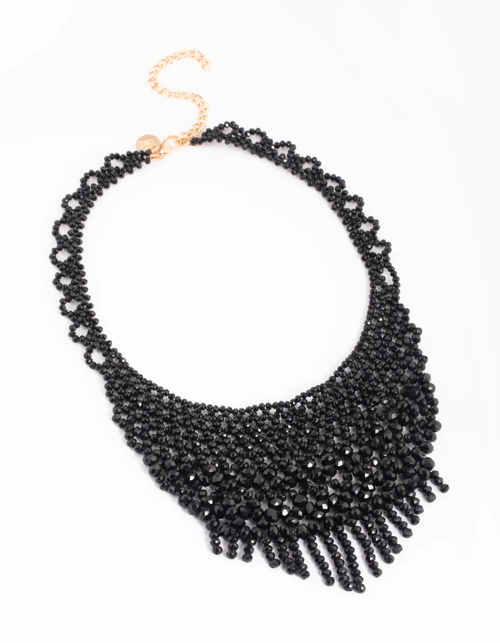 Matte Black Lace Tassel Collar Necklace - Image 2