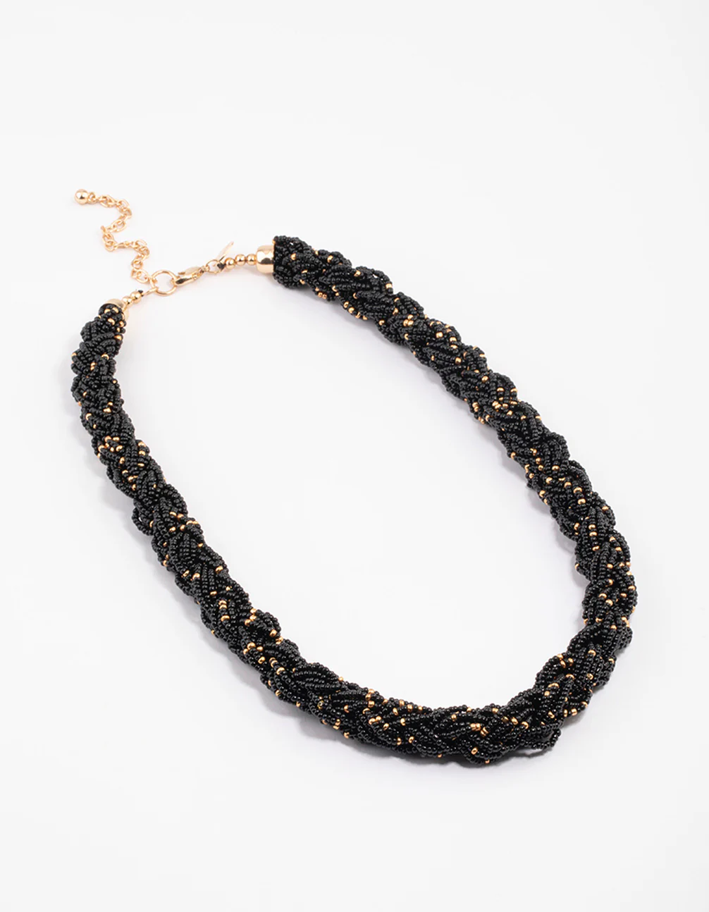 Black Chunky Braid Bead Necklace - Image 3
